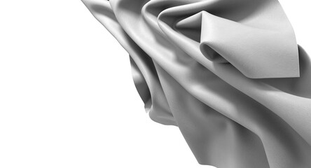 A close up of a white fabric draped over a black background, creating a smooth and simple abstract...