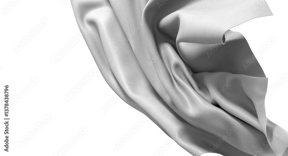 Aufkleber A close up of a white fabric draped over a black background, creating a smooth and simple abstract composition.