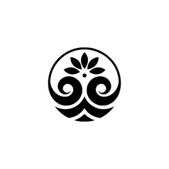 Elegant Black Floral Ornament on White Background