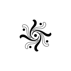 Swirling Floral Vector Design Element on Cream Background