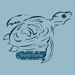Naklejka premium Turtle Sketch Logo – Hand-Drawn Style