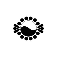 Minimalist Black and White Floral Yin Yang Design on Gray