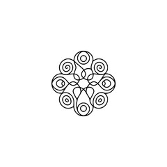 Minimalist Ornamental Floral Design on White
