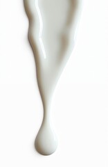 White cream liquid smear isolated on white background. Creamy texture with smooth surface, skincare product sample, cosmetic product for beauty, cosmetic industry, facial care. High quality for