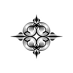 Minimalist Black Ornamental Design Element on White Background