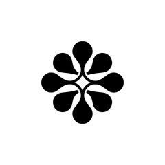 Abstract Black and White Floral Design on Cream Background