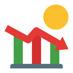 Economic Downturn Icon. Market crisis symbol. Business decline and financial hardship - stock vector. Flat Icon