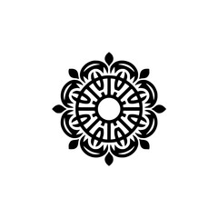 Black & White Ornamental Circular Mandala Design on Ivory Background