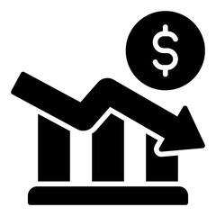 Economic Downturn Icon. Market crisis symbol. Business decline and financial hardship - stock vector. Glyph Icon