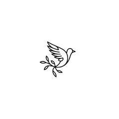 Minimalist Dove Logo with Olive Branch, Peace and Serenity