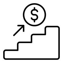 Financial Struggle Icon. Money crisis symbol. Debt management and income loss - stock vector. Outline Icon