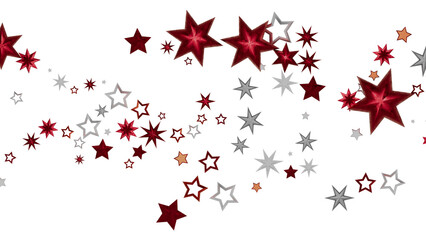 Red and Silver Stars Scattered on White
