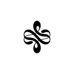 Elegant Black Calligraphic Flourish on Cream Background