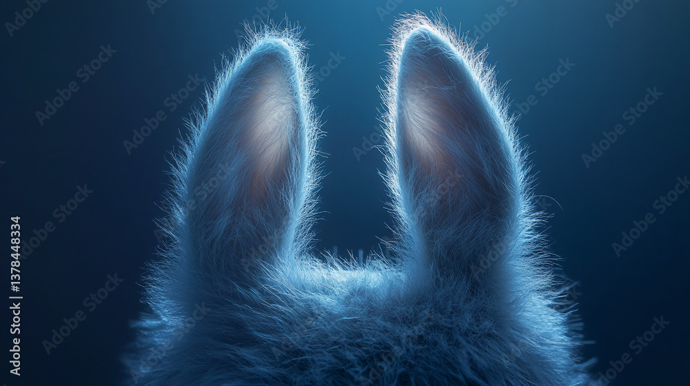 Poster close-up of fluffy white fur texture, long hairs creating a soft appearance, showcasing gentle and d