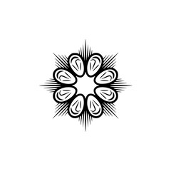 Fototapeta premium Minimalist Black Flower Mandala on Cream Background