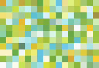 Abstract colorful fresh green mosaic background. Trendy mosaic vector texture. Pixel abstract green pattern. Geometric grass, ecology, eco-friendly, environment design. Pixelated horizontal backdrop