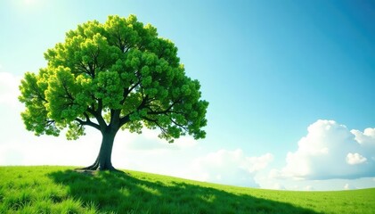 Fototapeta premium A solitary tree's branches stretch towards the sky, nature, scenery, leaves