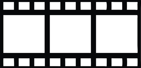 Filmstrip Silhouette with Square Perforations on a Transparent Background