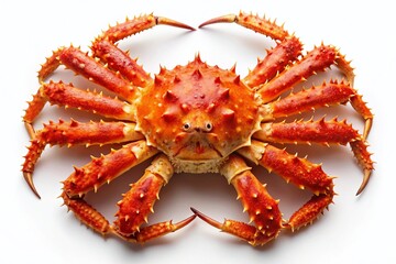 Alaskan King Crab on Pure White Background - High-Resolution Stock Photo