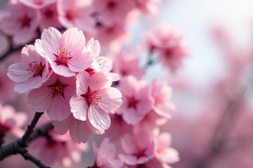 Naklejka premium Delicate pink sakura blossoms, full bloom, intricate floral pattern , beautiful, petals, cherry blossom