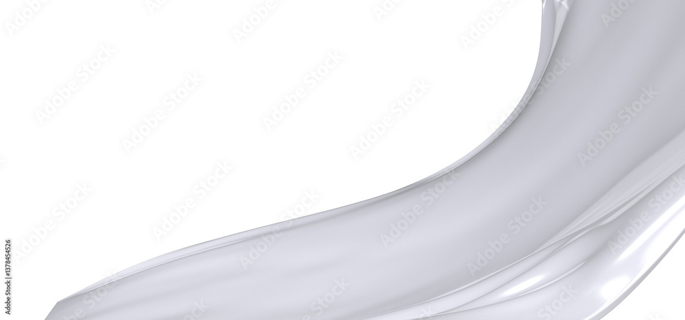 Fototapete A white fabric drapes gracefully, creating a smooth and abstract texture. The folds and waves of the material are highlighted by soft shadows, creating a sense of movement and depth.