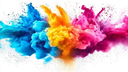 Fototapeta premium Artistic representation of colorful powders creating a festive atmosphere.