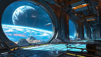view from the window of a space ship