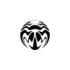 Abstract Black and White Spherical Design on White Background