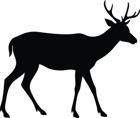 Fototapeta premium Majestic Deer Silhouette with Antlers on Transparent Background Design Element