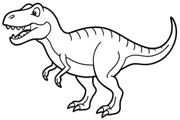Cartoon Tyrannosaurus Rex with Black Outline and Transparent Background