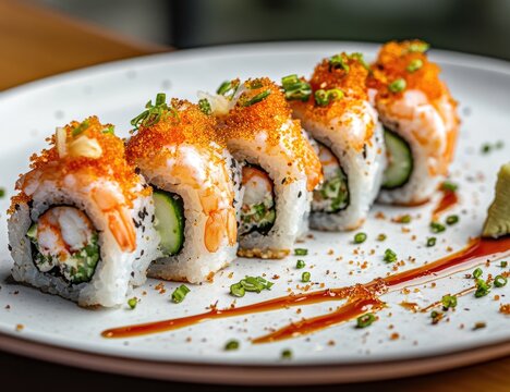 Delicious, crispy shrimp sushi rolls
