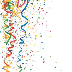 Colorful confetti and streamers for celebration
