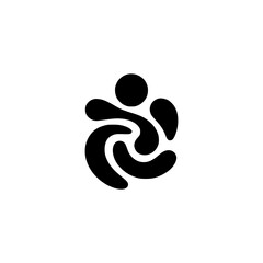 Abstract Human Figure Logo, Modern Black and White Design