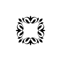 Elegant Black Floral Frame on White Background