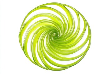 Abstract circular design with vibrant green and white spiral pattern