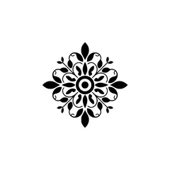 Elegant Black Floral Ornament on White: Minimalist Design