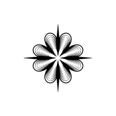 Elegant Black Floral Mandala on Off-White, Geometric Design