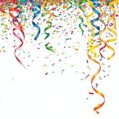 Colorful confetti and streamers for celebration