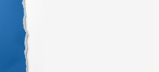 Obraz premium Blue Torn Paper Edge on White Background. Horizontal banner