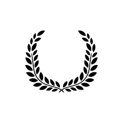 Minimalist Black Laurel Wreath on White Background