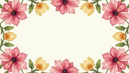 Symmetrical floral motifs arranged in a square grid, pastel hues , clean, illustration, fabric