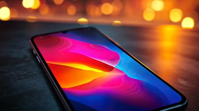 Vibrant phone display with abstract art