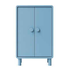Playful children’s wardrobe in pastel blue with rounded top and peach knobs, perfect for a fun and modern kids' room.