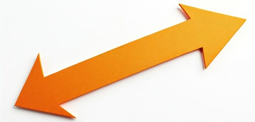 Orange paper arrow on white background. Direction sign, pointer symbol pointing up, right. Concept of progress, growth, direction, decision making. Isolated design element for business infographic.