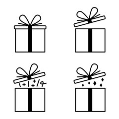 Gift Box Icon Set. Gift Box Vector Icon in line style design. Gift Box Symbol. Vector illustration.