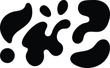 Abstract Black Blob Shapes with Curved Edges on Transparent Background Design