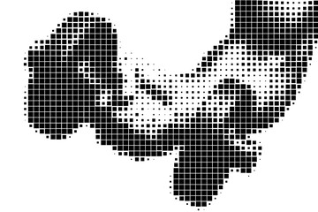 Obraz premium Pixelated Arm Lifting Dumbbell Silhouette