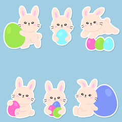 Playful Easter Bunny Set Holding Large Colorful Eggs