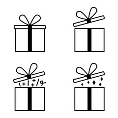 Gift Box Icon Set. Gift Box Vector Icon in line style design. Gift Box Symbol. Vector illustration.