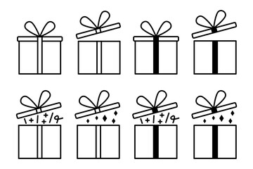 Gift Box Icon Set. Gift Box Vector Icon in line style design. Gift Box Symbol. Vector illustration.